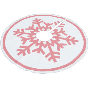 Hellrosa Cornflakes Schneeflocke auf Weiß Polyester Weihnachtsbaumdecke