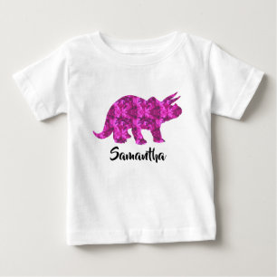 Hellrosa Dinosaurier Personalisiert Girl-Shirt Baby T-shirt