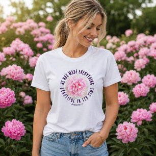 Hellrosa elegante Pfingstrose Ecclesiastes 3:11 Fl T-Shirt