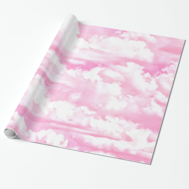Hellrosa Elegante Wolkendekoration Geschenkpapier (Ungerollt)