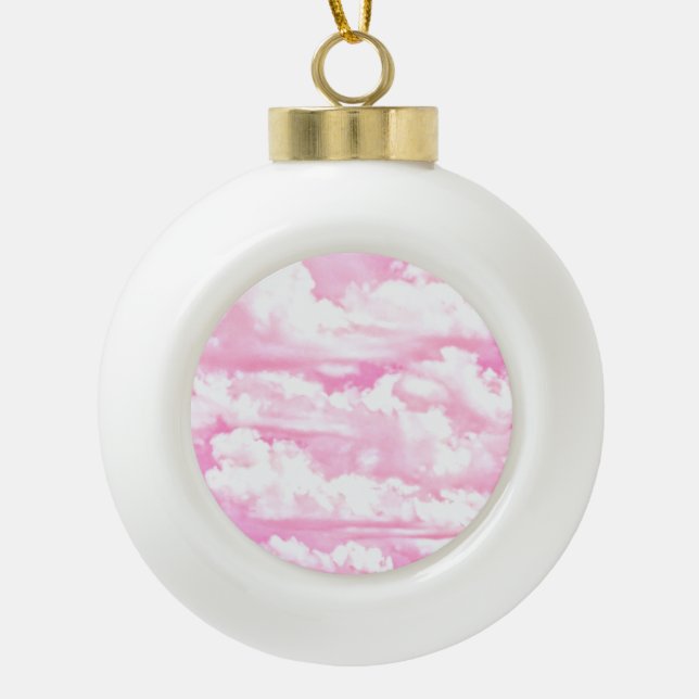 Hellrosa Elegante Wolkendekoration Keramik Kugel-Ornament (Vorderseite)