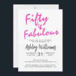 Hellrosa Fifty Fabulous | 50. Geburtstagsparty Einladung<br><div class="desc">Ein elegantes 50-jähriges Foto,  das Sie persönlich gestalten und für Ihre 50-jährige Geburtstagsfeier aussenden können. Die Wörter "50 und Fabulous" in schwarz und hellrosa sind Set mit stilvollen Schriften und moderner Typografie. Exklusiv für Sie von Happy Dolphin Studio entworfen! @glückydolphinstudio</div>