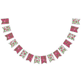 Hellrosa Floral Hochzeitsflaggen Wimpelkette