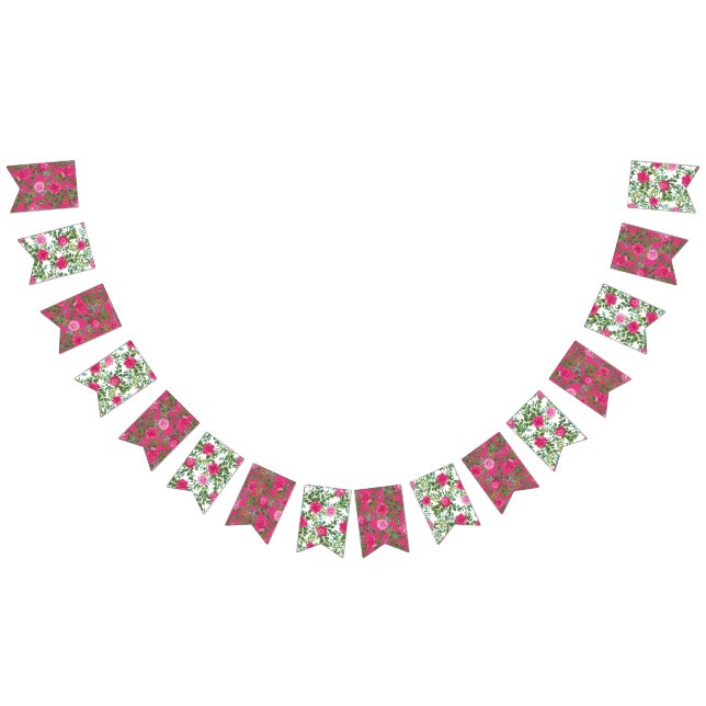 Hellrosa Floral Hochzeitsflaggen Wimpelkette (Alle)
