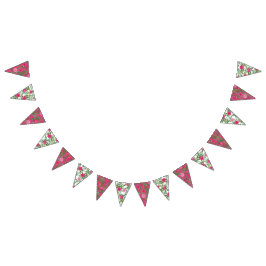 Hellrosa Floral Hochzeitsflaggen Wimpelkette