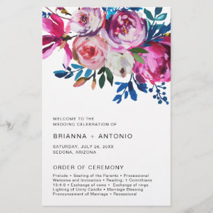 Hellrosa Floral Modernes Hochzeitsprogramm