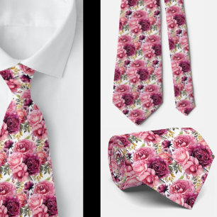 Hellrosa Floral Watercolor Neck Tie Krawatte