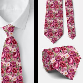 Hellrosa Floral Watercolor Neck Tie Krawatte