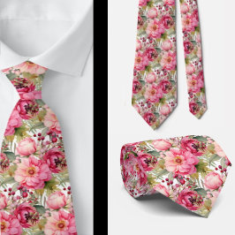 Hellrosa Floral Watercolor Neck Tie Krawatte