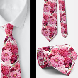 Hellrosa Floral Watercolor Neck Tie Krawatte