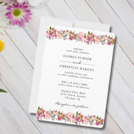 Hellrosa, florale Grenze Hochzeit abgerundete Kant Einladung