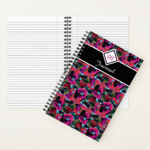 Hellrosa florales Monogramm-Journal Notizbuch