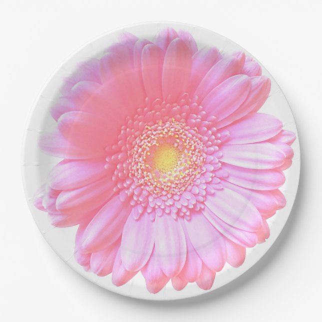Hellrosa Gänseblümchen Pappteller (Vorderseite)