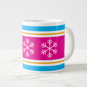 Hellrosa Gelb Weiß Blau Streifen Schneeflocken Jumbo-Tasse