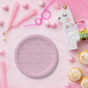 Hellrosa Geschenkpapier mit Spitze Pappteller