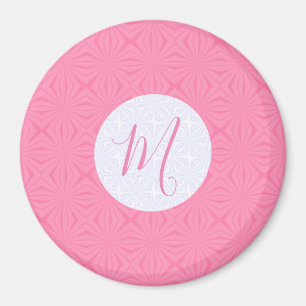 Hellrosa gewellte Quadrate Personalisierte Initial Magnet