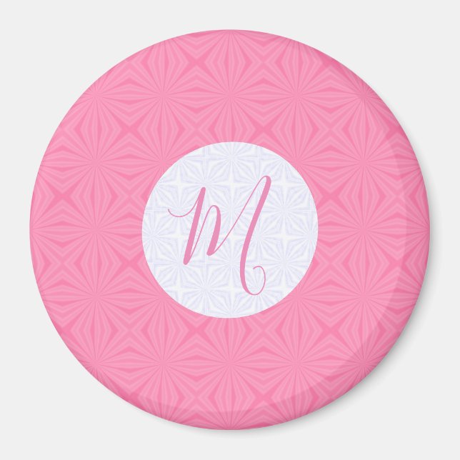 Hellrosa gewellte Quadrate Personalisierte Initial Magnet (Vorne)