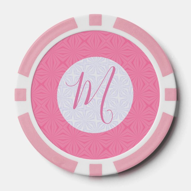 Hellrosa gewellte Quadrate personalisierter Anfang Pokerchips (Vorderseite)