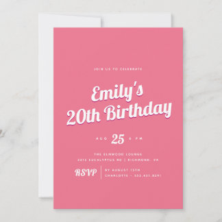 Hellrosa | Girl Retro Birthday Party Einladung