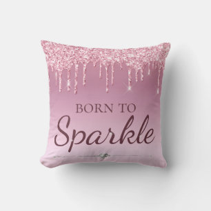 Hellrosa glamouröses Glitter-Tröpfeldesign 'Born T Kissen