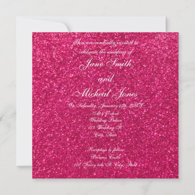 Hellrosa Glitzer Hochzeitsaufenthalte Einladung (Vorderseite)
