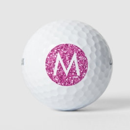 Hellrosa Glitzer Modernes Monogramm Golfball