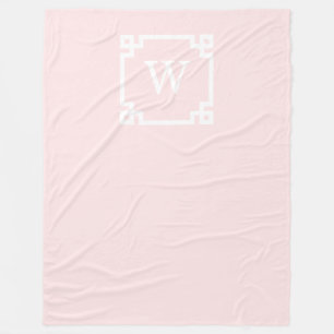 Hellrosa griechischer Schlüsselrahmen #2 Initialmo Fleecedecke