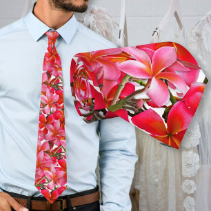 Hellrosa Hawaiian Plumeria Print Neck Tie Krawatte