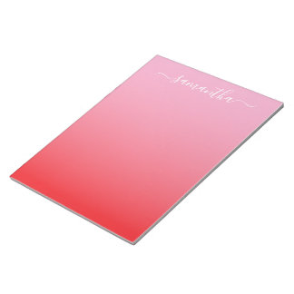 Hellrosa Hellroter Farbverlauf Girly Signatur Notizblock