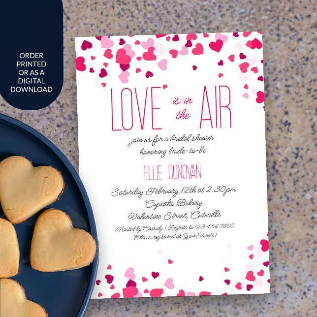 Hellrosa Herzen Sweet Valentine Brautparty Einladung (Love is in the Air Valentine Bridal Shower invitation)