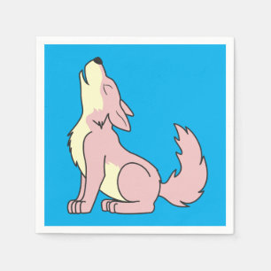 Hellrosa heulender Wolf-Welpe Serviette
