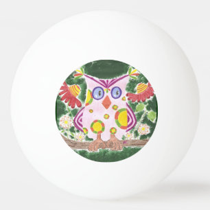 Hellrosa Hintergrund-Klingeln pong Ball der Eule Tischtennisball