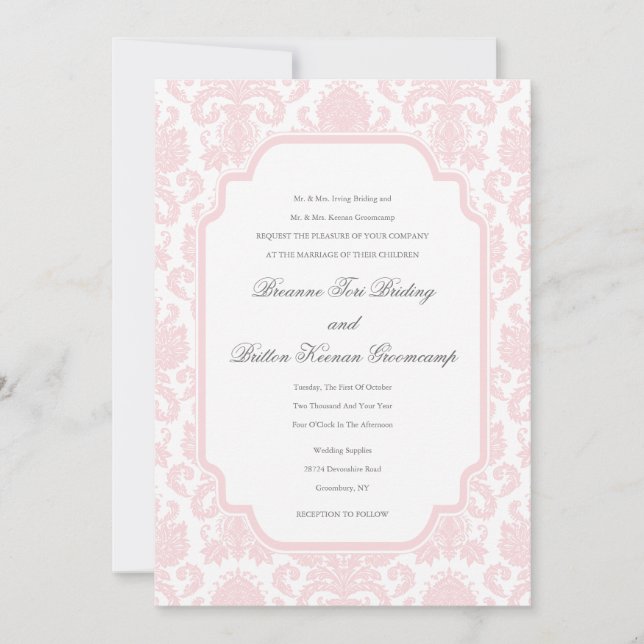 Hellrosa Hochzeitsohle Thema individuell auf Ihren Einladung (Vorderseite)