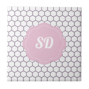 Hellrosa Honeycomb Hexagon Custom Monogram Fliese