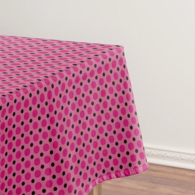 Hellrosa, Hot Pink und schwarze Punkte Tischdecke (Beispiel)