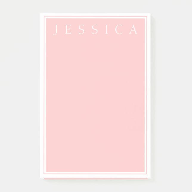 Hellrosa | Ihr Name in Weiß Post-it Klebezettel (Vorderseite)
