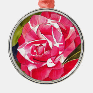 Hellrosa Kamelien Blume Silbernes Ornament