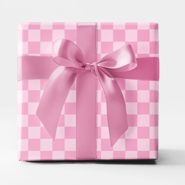 Hellrosa Kariert Geschenkpapier (Light Pink Checkered Wrapping Paper)