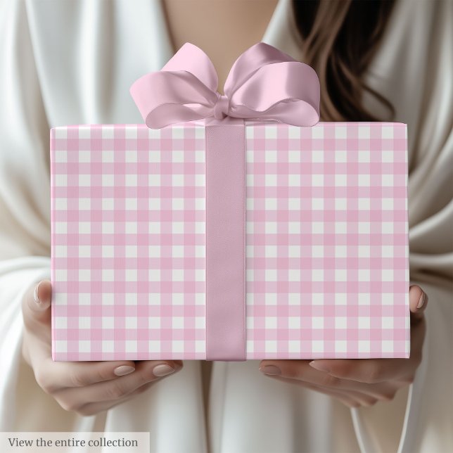 Hellrosa Karo-elegantes Geschenkpapier zum 50. Geb (Light Pink Plaid Elegant 50th Birthday Gift Wrap)