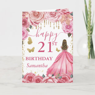 Hellrosa Kleid Blonde Prinzessin Geburtstag Karte