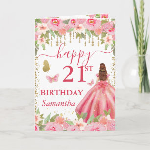 Hellrosa Kleid Rothaarige Prinzessin Geburtstag Karte