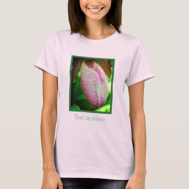 Hellrosa Lady Slipper Orchid Blume Personalisiert T-Shirt (Vorderseite)