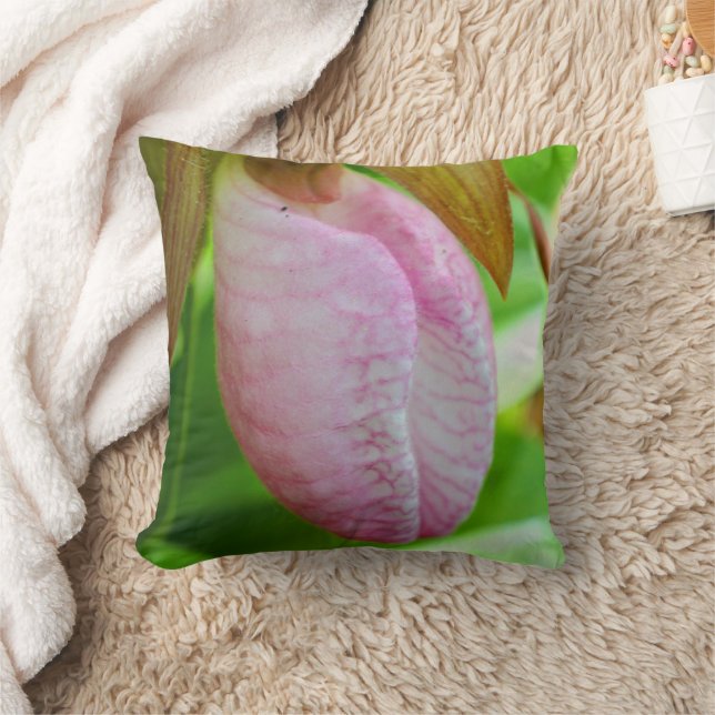 Hellrosa Lady Slipper Orchideen Blume Nah Kissen (Decke)