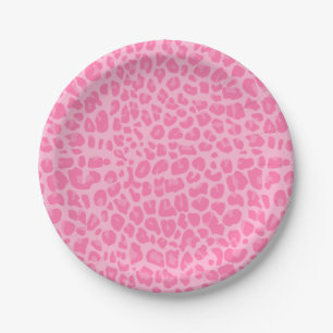 Hellrosa Leoparddruckmuster Pappteller
