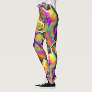 Hellrosa Lila Aquamarine türkisfarbene Marmormor- Leggings