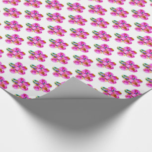Hellrosa, lila Blume mit Handnähten Geschenkpapier