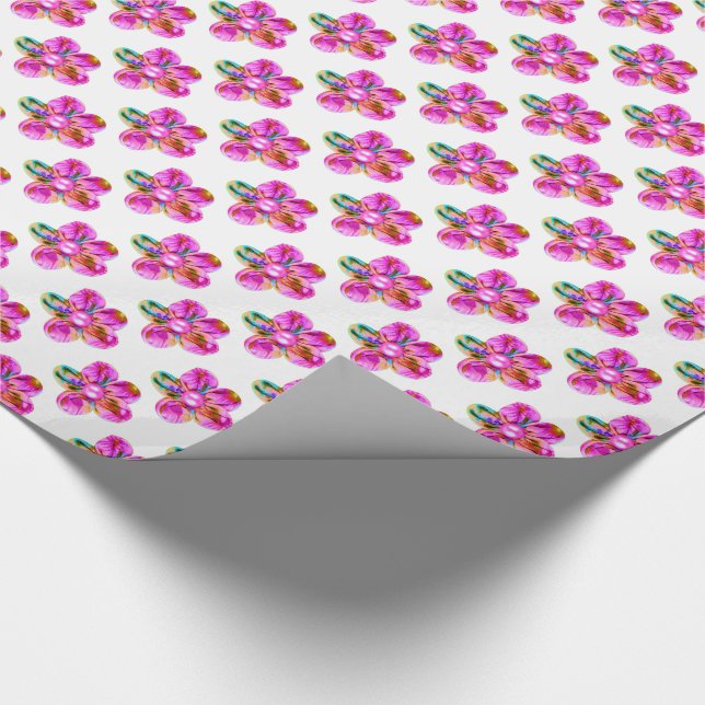 Hellrosa, lila Blume mit Handnähten Geschenkpapier (Ecke)
