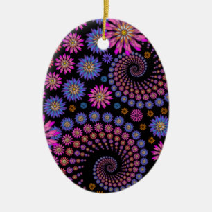 Hellrosa Lila orange Blume auf schwarz Keramik Ornament