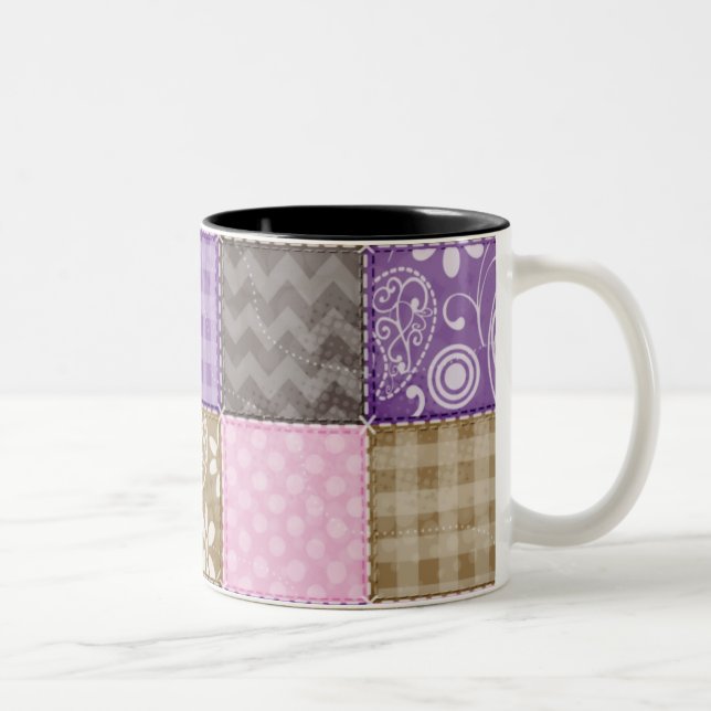 Hellrosa, lila u. Taupe steppte Blick Zweifarbige Tasse (Rechts)