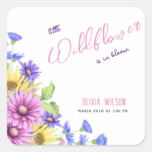 Hellrosa lila Wildblume ist unterwegs #6 Quadratischer Aufkleber
